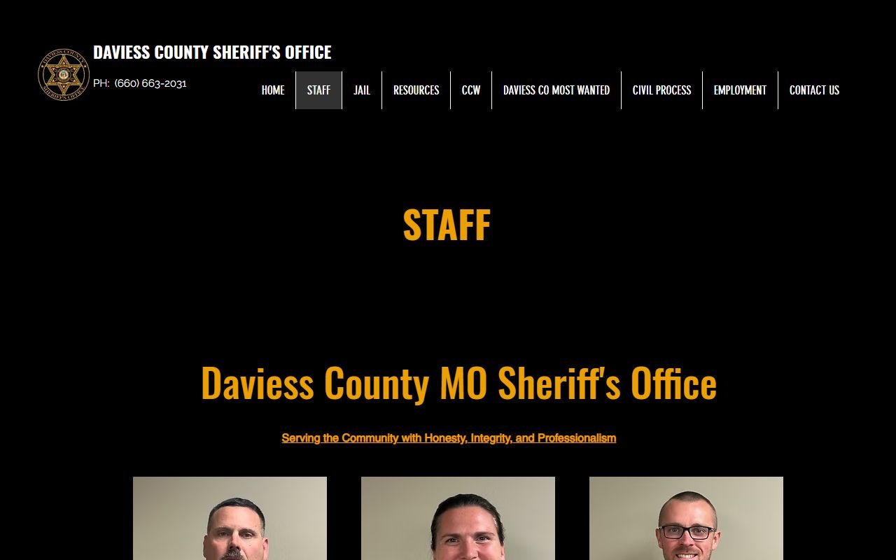 Daviess County arrest records sheriff staff page