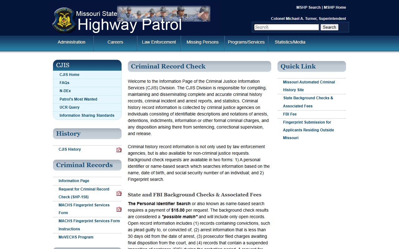 Daviess County criminal court records Missouri State Highway Patrol criminal record check