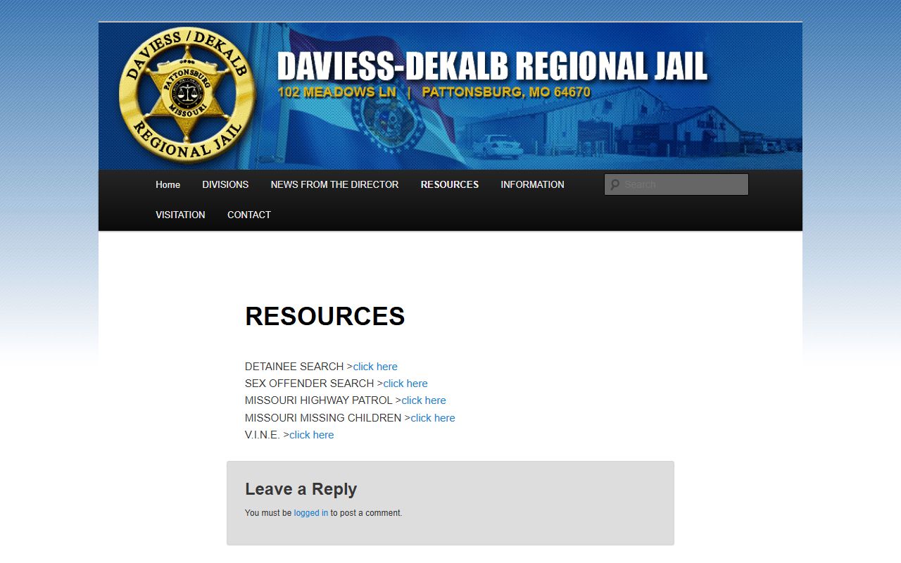 Daviess County inmate records regional jail resources page
