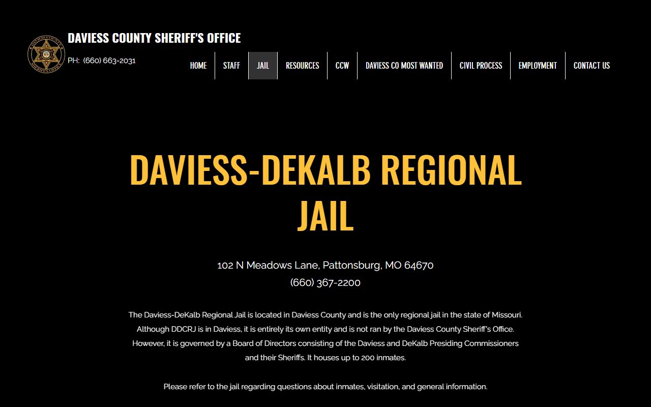 Daviess County inmate records sheriff jail page